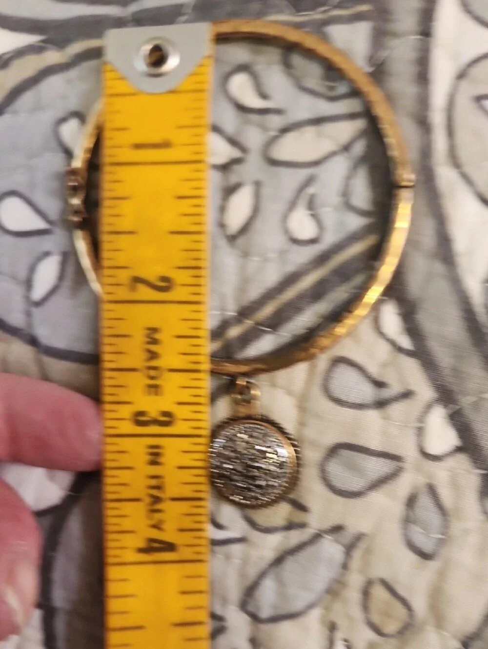 Lucky Brand Gold-Tone Disc Charm Bangle with Pavé Accent